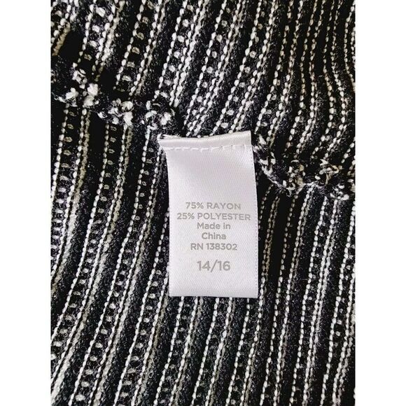 Avenue 14/16 Black White Striped Open Waterfall Front Cardigan Sweater L/S - Picture 7 of 8